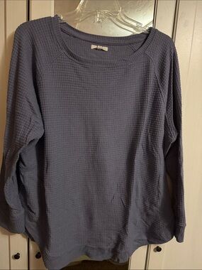Maurices Slate Blue Waffle Knit Long Sleeve Top